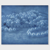 Papier Cadeau Perles vintages d'aquarelle bleu blanc (Plat)