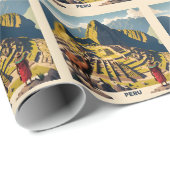 Papier Cadeau Pérou Machu Picchu (Coin rond)