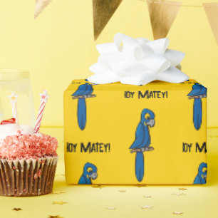 Papier Cadeau Perroquet Pirate Ahoy Matelot Dessin Animé, Oiseau