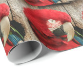 Papier Cadeau Perroquet vert d'ara d'aile de papier d'emballage (Coin rond)