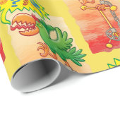 Papier Cadeau Perroquet vert furieux indiquant de mauvais mots (Coin rond)