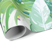 Papier Cadeau perroquets colorés et fleurs exotiques (Coin rond)