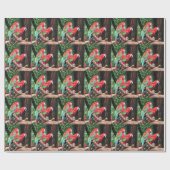 Papier Cadeau Perroquets colorés fêtent Noël (Plat)