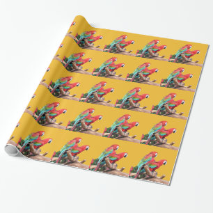 Papier Cadeau Perroquets colorés fêtent Noël