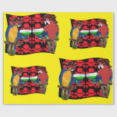 PAPIER CADEAU PERROQUETS DE PIRATES (Plat)