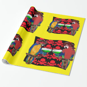 PAPIER CADEAU PERROQUETS DE PIRATES