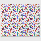 Papier Cadeau Perroquets et fleurs (Plat)