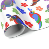Papier Cadeau Perroquets et fleurs (Coin rond)