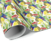 Papier Cadeau Perroquets Et Fruits Tropicaux (Coin rond)