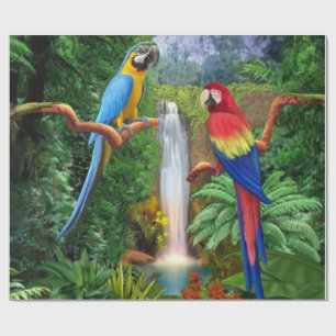 Papier Cadeau Perroquets Tropicaux Ara