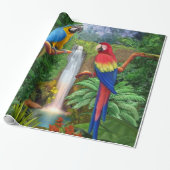 Papier Cadeau Perroquets Tropicaux Ara (Déroulé)