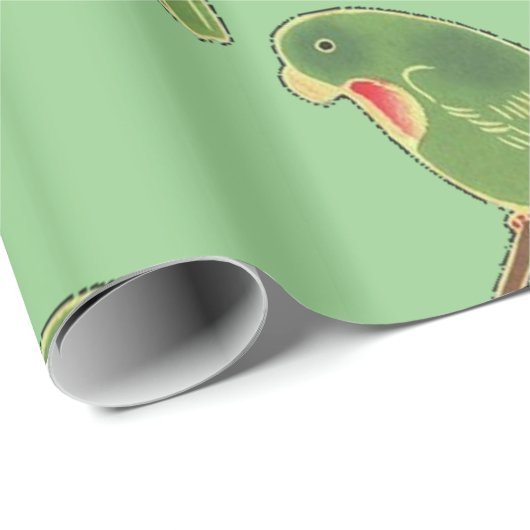 Papier Cadeau Perruche verte tropicale Thunder_Cove (Coin rond)