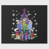 Papier Cadeau Perruches avec le cadeau et les flocons de neige (Plat)