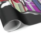 Papier Cadeau Perruches avec le cadeau et les flocons de neige (Coin rond)