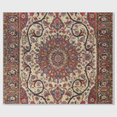 Papier Cadeau Perse du Sud Yezd Rouge Vert rose  (Plat)