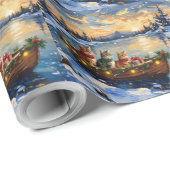 Papier Cadeau Persian Cat Christmas Boat Holiday (Coin rond)