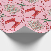 Papier Cadeau Personal Initial Pink Christmas Bow Wrapping Paper (Coin)
