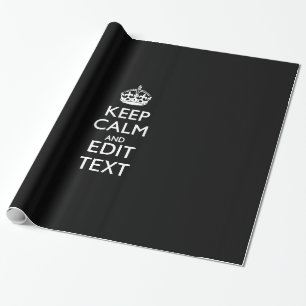 Papier Cadeau Personalisé KEEP CALM Votre texte en noir