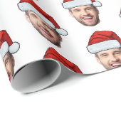 Papier Cadeau Personalised Face Santa Hat Gift Wrap (Coin rond)