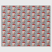 Papier Cadeau Personalised Face Santa Hat Grey Gift Wrap (Plat)