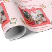 Papier Cadeau Personalized Cute Christmas Photo Collage  (Coin rond)