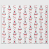 Papier Cadeau Personalized Cute Easter Rabbit Red Easter Egg (Plat)