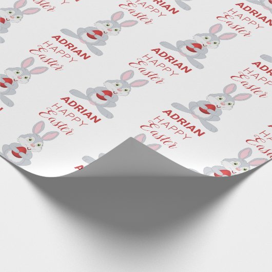 Papier Cadeau Personalized Cute Easter Rabbit Red Easter Egg (Coin)