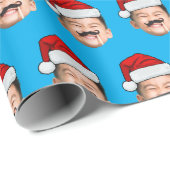 Papier Cadeau Personalized Cute Family Face Santa Hat Photo Xmas (Coin rond)