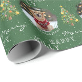 Papier Cadeau Personalized Dog and Family Photo Christmas Tree (Coin rond)