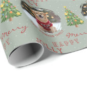 Papier Cadeau Personalized Dog and Family Photo Christmas Tree (Coin rond)