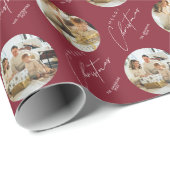 Papier Cadeau Personalized Elegant Family Photo Red Christmas (Coin rond)