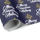 Papier Cadeau Personalized Freemason Masonic Square Christmas (Coin rond)