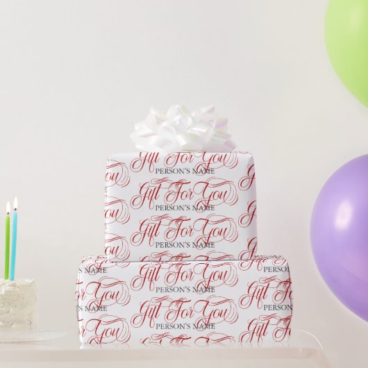 Papier Cadeau Personalized Gift For You Retro Typography Pattern (Cadeaux de fête)
