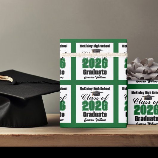 Papier Cadeau Personalized Green Class of 2026 Graduation