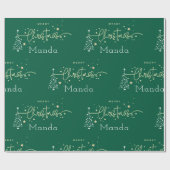 Papier Cadeau Personalized Green Elegant Script Merry Christmas (Plat)
