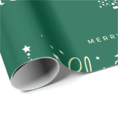 Papier Cadeau Personalized Green Elegant Script Merry Christmas (Coin rond)