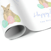 Papier Cadeau Personalized Happy Easter Bunny Watercolor (Coin rond)
