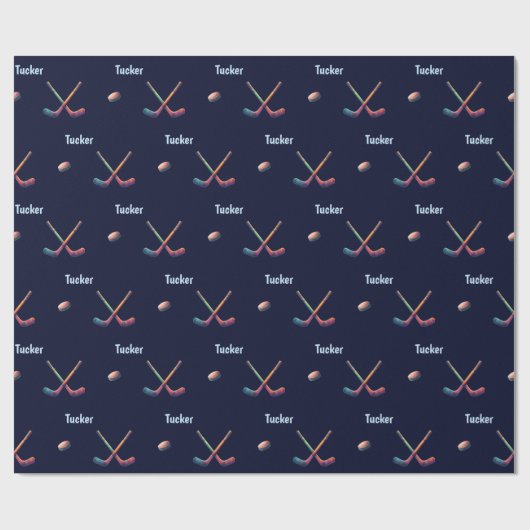 Papier Cadeau Personalized Hockey Wrapping Paper  (Plat)