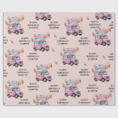Papier Cadeau Personalized Ice Cream Truck Pink Birthday (Plat)