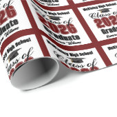 Papier Cadeau Personalized Maroon Class of 2026 Graduation (Coin rond)