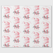 Papier Cadeau Personalized Merry Christmas Pink Santa Monogram (Plat)