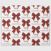 Papier Cadeau Personalized Merry Christmas | Red Plaid Bow (Plat)
