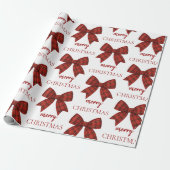 Papier Cadeau Personalized Merry Christmas | Red Plaid Bow (Déroulé)