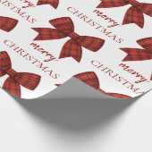Papier Cadeau Personalized Merry Christmas | Red Plaid Bow (Coin)