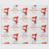Papier Cadeau Personalized Merry Christmas Snowman Custom Year  (Plat)
