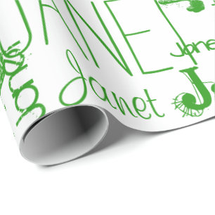 Papier Cadeau Personalized Name Typography Green