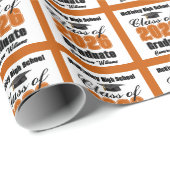 Papier Cadeau Personalized Orange Class of 2026 Graduation (Coin rond)