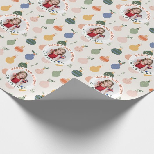 Papier Cadeau Personalized Photo Merry and Bright Christmas (Coin)