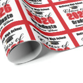 Papier Cadeau Personalized Red Class of 2026 Graduation (Coin rond)