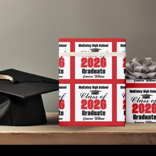 Papier Cadeau Personalized Red Class of 2026 Graduation